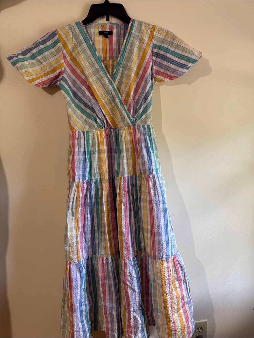J. Crew Multicolor Vertical Stripe Dress — Yellow, Pink, Purple, Blue